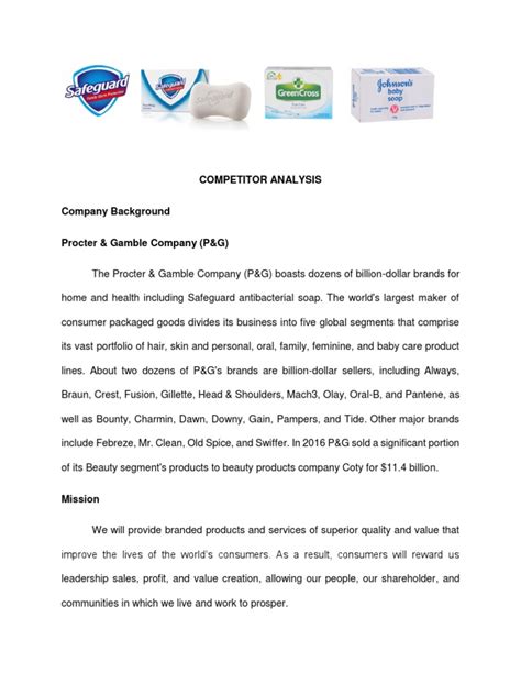 Competitor Analysis: Evaluating Procter & Gamble And  .